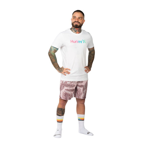 Hurley Camiseta Manga Corta Crossover Blanco, para Hombre