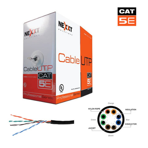 Nexxt Solutions Infrastructure Cable de Interconexión Interiores, Rollo de 304.8 Mts, UTP, Cat5e