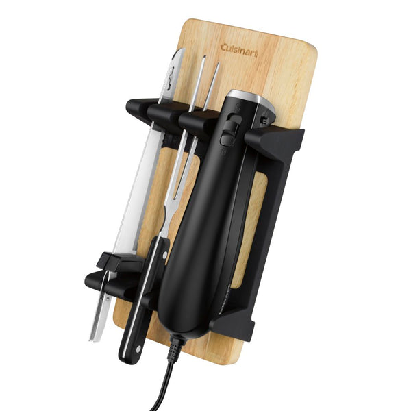 Cuisinart Set Cuchillo Eléctrico con Tenedor y Tabla de Bambú (CEK41), 4 Piezas