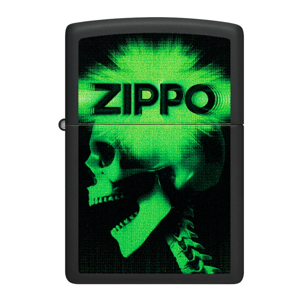 Zippo Encendedor Explosive Skull Green, Black Matte