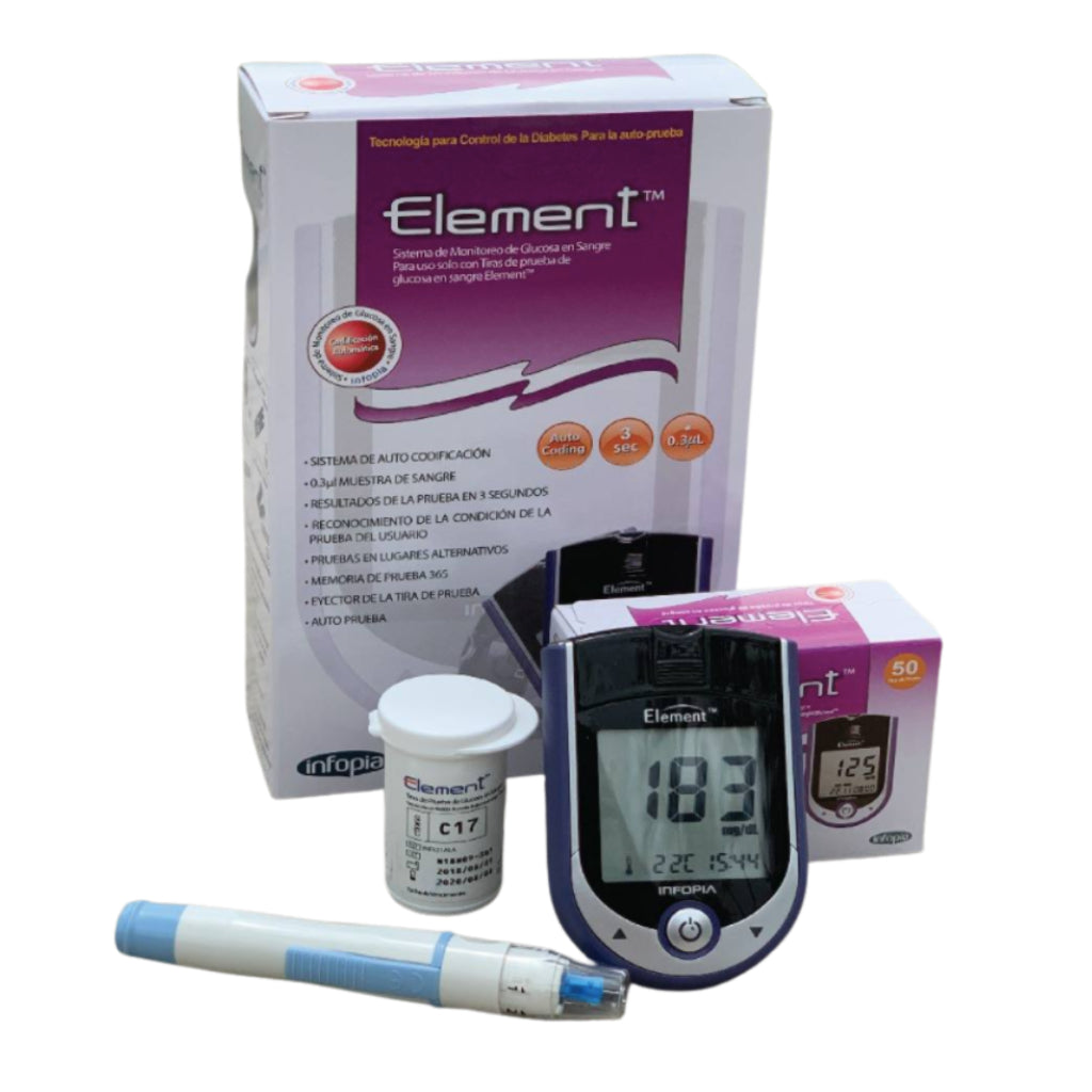 ▷ Element Kit Medidor de Glucosa Digital Multiusuario + 50 Tiras