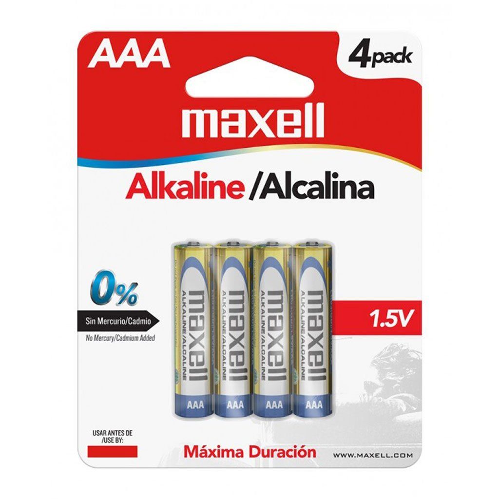 Baterías Alcalina AAA, Pack De 4, 723865, Maxell : Precio Costa Rica