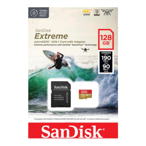 SanDisk Tarjeta de Memoria 128GB con Adaptador MicroSDXC a SD, SDSQXAA-128G-GN6AA