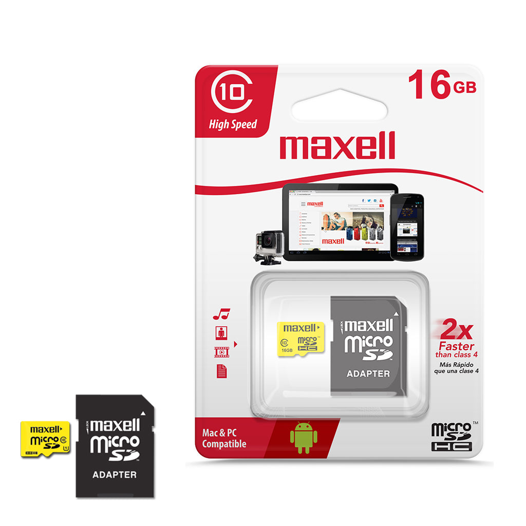 Maxell Tarjeta de Memoria MicroSD Con Adaptador SD, Clase 10