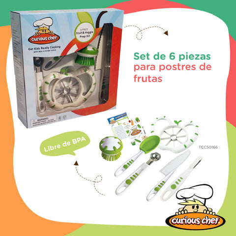 Curious Chef Set Utensilios Infantiles para Frutas y Vegetales 6 Piezas, (TCC50166)